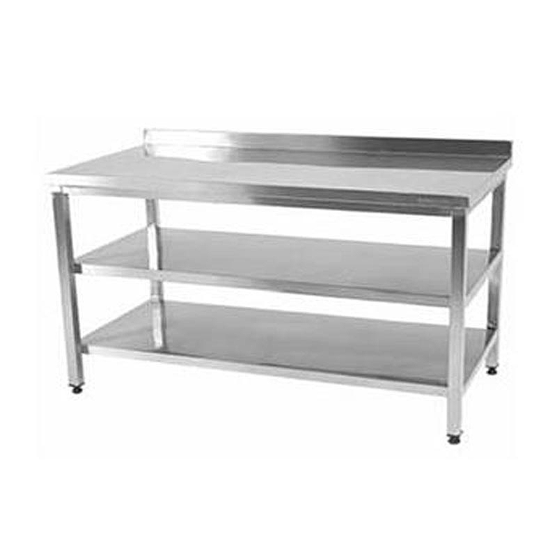 Öztiryakiler Ara Raflı, Sırtlı Çalışma Tezgahı, 160x60 cm, Paslanmaz Çelik - 1