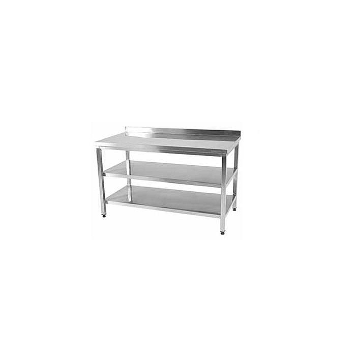 Öztiryakiler Ara Raflı Sırtlı Çalışma Tezgahı, 160x70 cm, Paslanmaz Çelik - 1