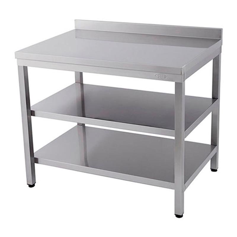 Öztiryakiler Ara Raflı Sırtlı Çalışma Tezgahı, Paslanmaz Çelik, 120x60 cm - Öztiryakiler