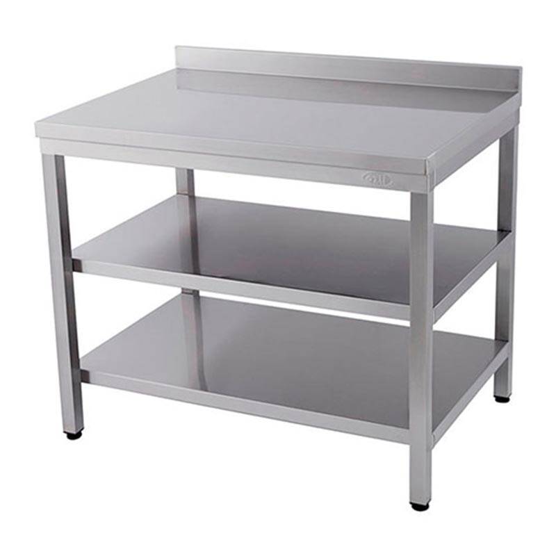 Öztiryakiler Ara Raflı Sırtlı Çalışma Tezgahı, Paslanmaz Çelik, 120x60 cm - 1