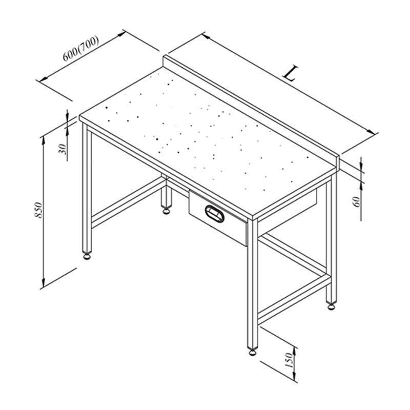 Öztiryakiler Çalışma Tezgahı, Mermer Tablalı, Tek Çekmeceli, Paslanmaz Çelik, 190x70 cm - Öztiryakiler