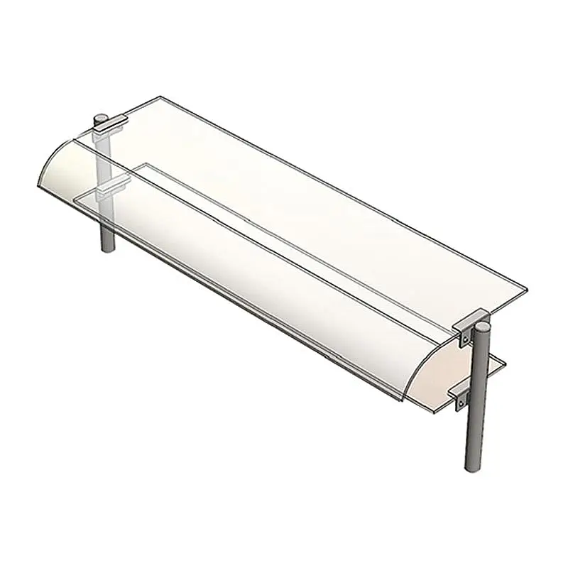 Öztiryakiler Çift Sıra Bombe Camlı Servis Rafı, 120x30 cm, Paslanmaz Çelik - 1