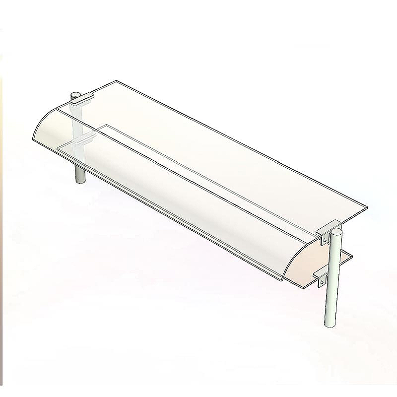 Öztiryakiler Çift Sıra Bombe Camlı Servis Rafı, 150x30 cm, Paslanmaz Çelik - 1