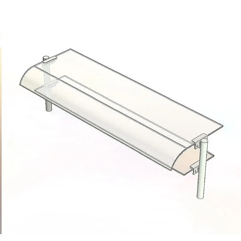 Öztiryakiler Çift Sıra Bombe Camlı Servis Rafı, 150x30 cm, Paslanmaz Çelik - 1