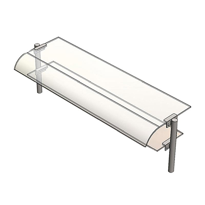 Öztiryakiler Çift Sıra Bombe Camlı Servis Rafı, 160x30 cm, Paslanmaz Çelik - 1