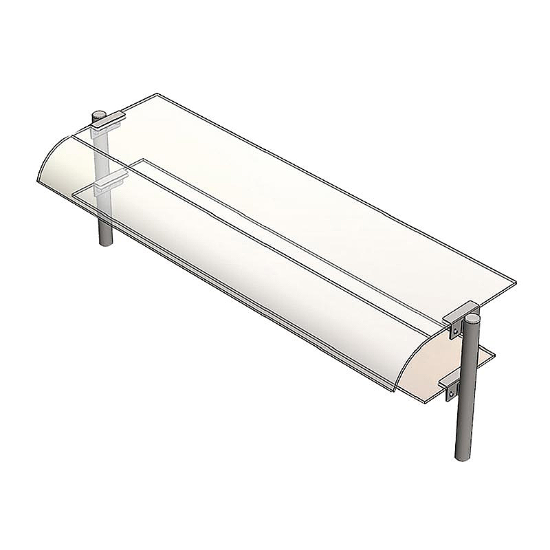 Öztiryakiler Çift Sıra Bombe Camlı Servis Rafı, 190x30 cm, Paslanmaz Çelik - Öztiryakiler