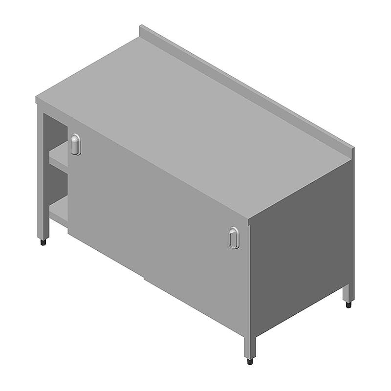 Öztiryakiler Dolaplı Ara Raflı Çalışma Tezgahı, 120x60 cm, Paslanmaz Çelik - Öztiryakiler