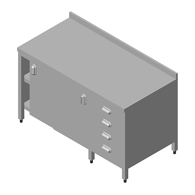 Öztiryakiler Dolaplı Ara Raflı Çekmeceli Çalışma Tezgahı, 140x70 cm, Paslanmaz Çelik - 1