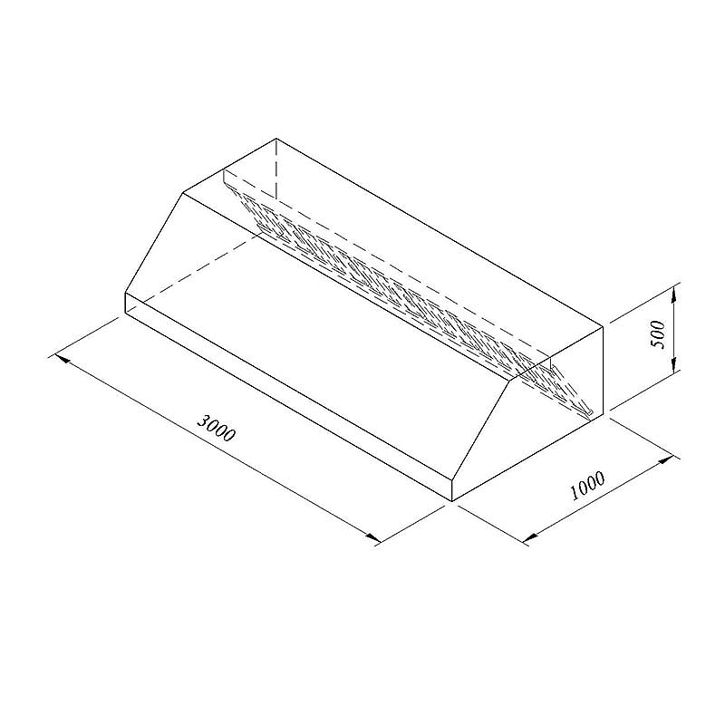 Öztiryakiler Duvar Tipi Filtreli Davlumbaz, 300x100 cm, Paslanmaz Çelik - 1