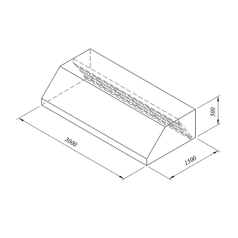 Öztiryakiler Duvar Tipi Filtreli Davlumbaz, 300x150 cm, Paslanmaz Çelik - 1