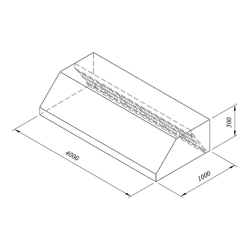 Öztiryakiler Duvar Tipi Filtreli Davlumbaz, 400x100 cm, Paslanmaz Çelik - 1