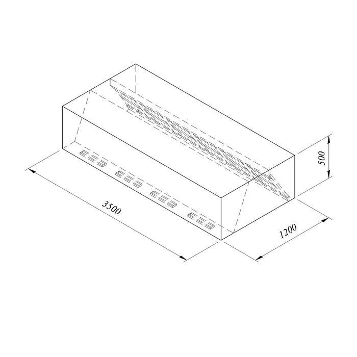 Öztiryakiler Filtreli Davlumbaz, Kutu Tipi, Çift Cidar, 350x120 cm - 1