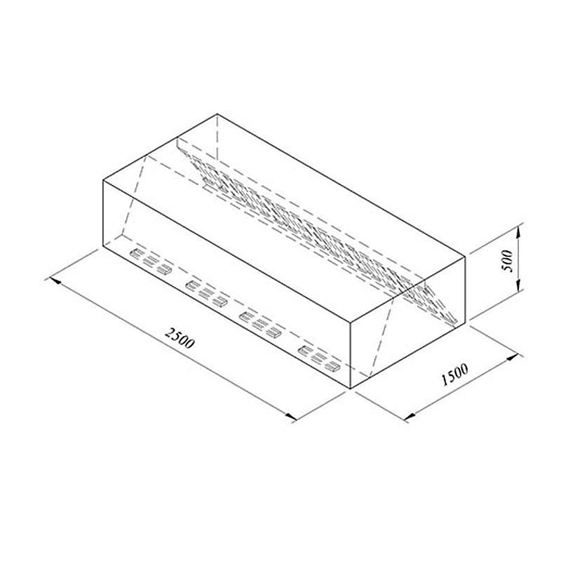 Öztiryakiler Filtreli Kutu Tip Çift Cidar Davlumbaz, 250x150 cm, Endüstriyel - Öztiryakiler