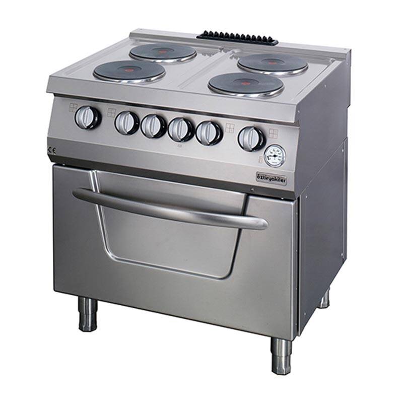 Öztiryakiler Fırınlı 4 Ocaklı Kuzine, 80x70x85 cm, Paslanmaz Çelik, Elektrikli - 1