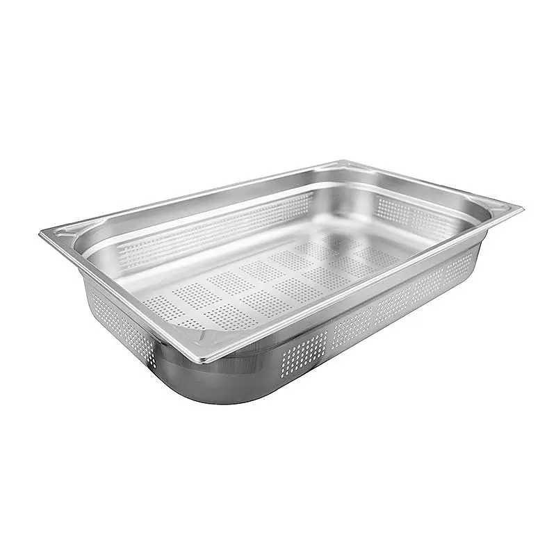 Öztiryakiler GN 1/1-65 mm Köşe Desenli Delikli Gastronorm Küvet, 7.4 Lt. - 1