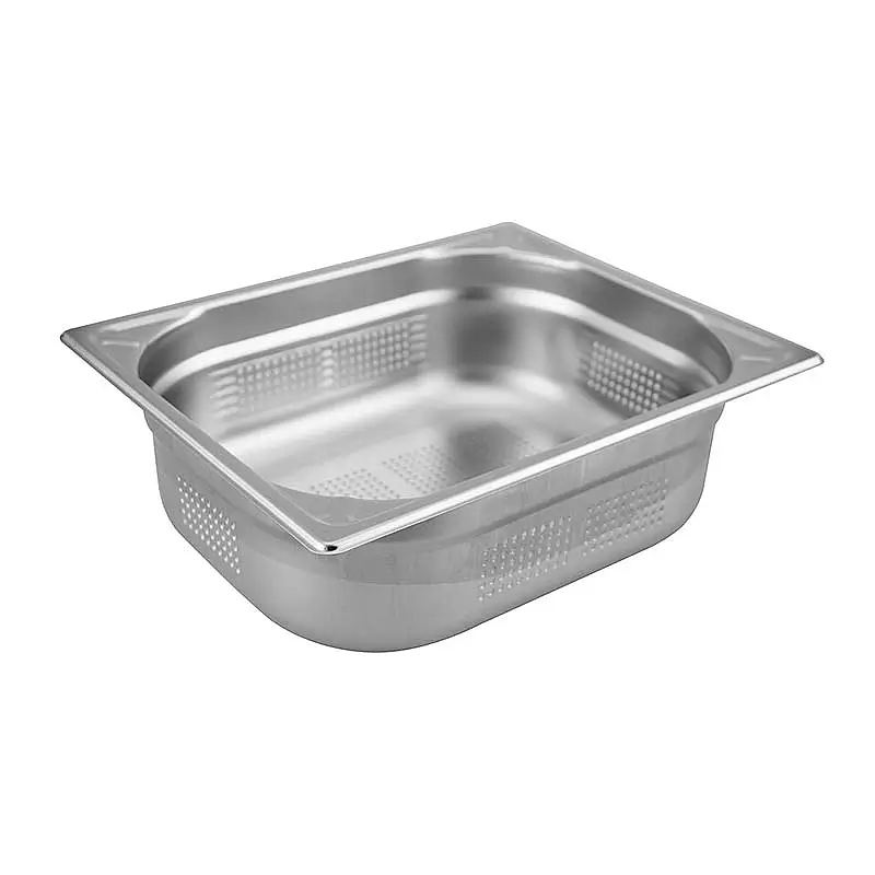 Öztiryakiler GN 1/2-20 mm Köşe Desenli Delikli Gastronorm Küvet, 265x325x20 mm. - 1