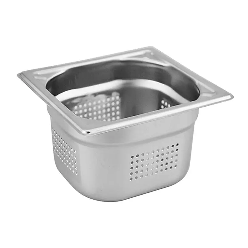 Öztiryakiler GN 1/6-65 mm Köşe Desenli Delikli Gastronorm Küvet, 1 Lt. - 1