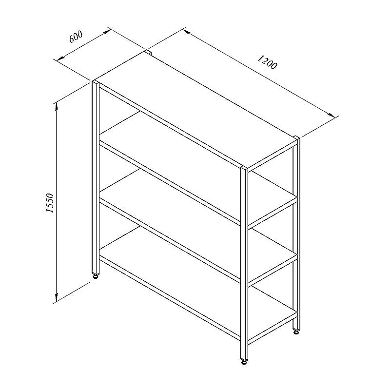 Öztiryakiler İstif Rafı, 4 Düz Tabla, 120x60 cm, Ayarlanabilir Ayaklı - Öztiryakiler