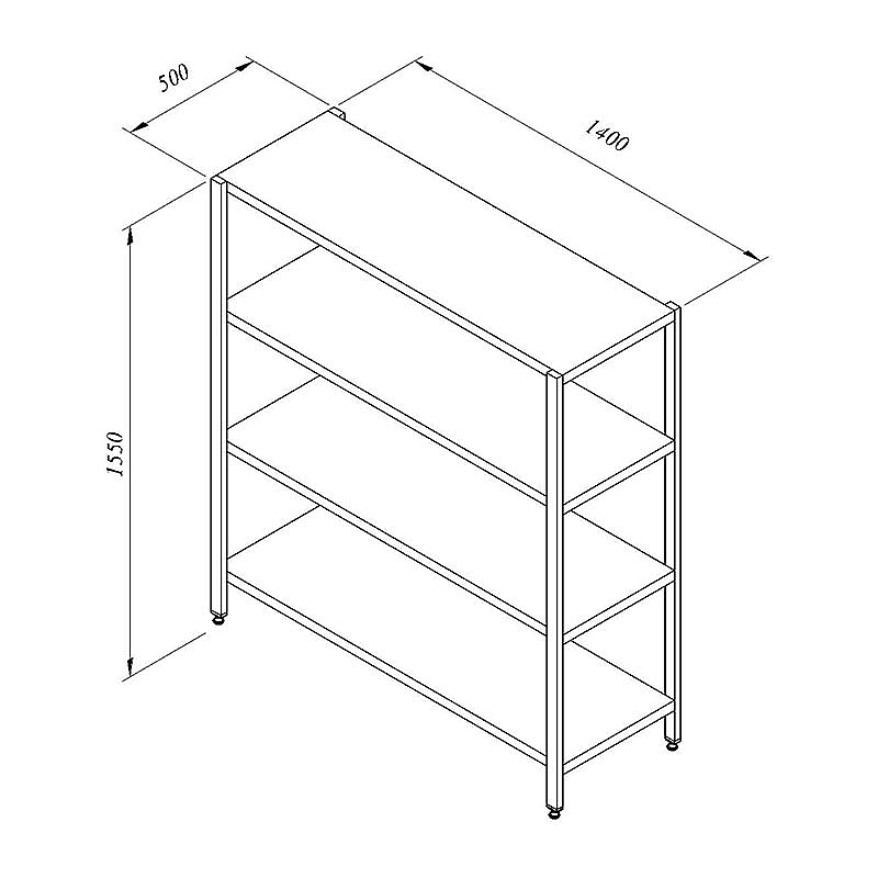 Öztiryakiler İstif Rafı, 4 Düz Tabla, 140x50 cm, Paslanmaz Çelik - Öztiryakiler