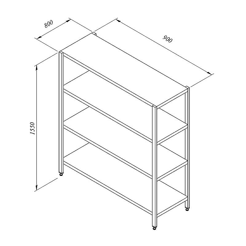 Öztiryakiler İstif Rafı, 4 Düz Tabla, 90x80 cm, Paslanmaz Çelik - Öztiryakiler