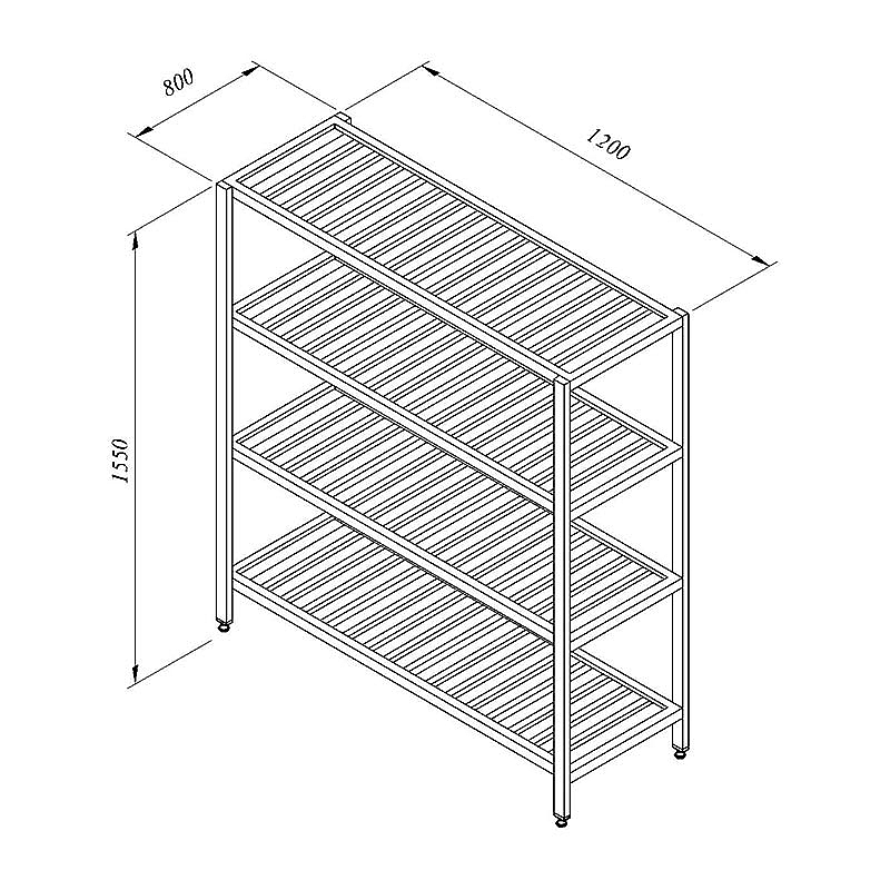 Öztiryakiler İstif Rafı, 4 Izgara Tabla, 120x80 cm, Ayarlanabilir Ayaklı - Öztiryakiler