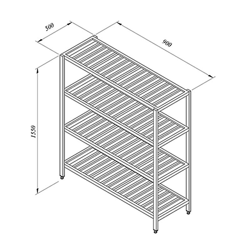 Öztiryakiler İstif Rafı, 4 Izgara Tabla, 90x50 cm, Paslanmaz Çelik - Öztiryakiler