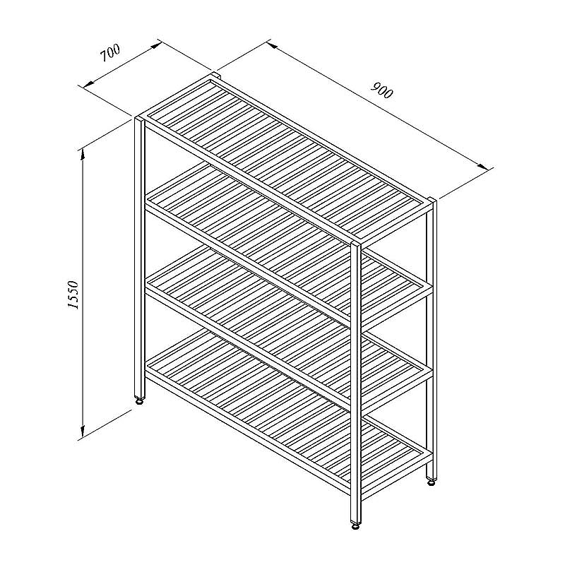 Öztiryakiler İstif Rafı, 4 Izgara Tabla, 90x70 cm, Paslanmaz Çelik - 1