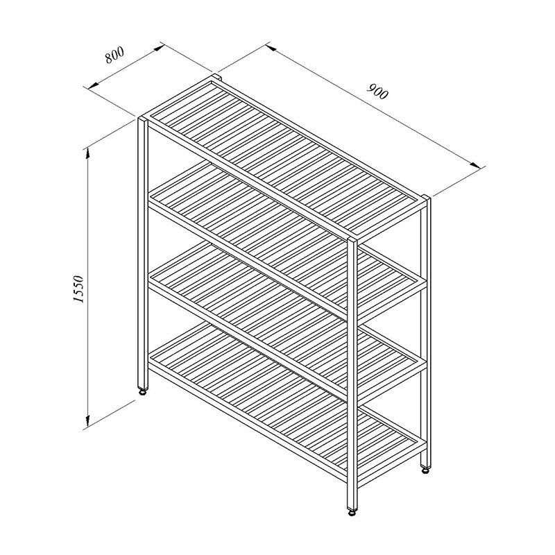 Öztiryakiler İstif Rafı, 4 Izgara Tabla, Paslanmaz Çelik, 90x80 cm - Öztiryakiler
