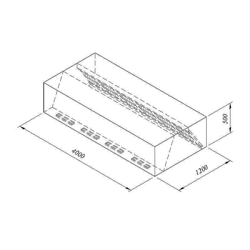 Öztiryakiler Kutu Tip Filtreli Cift Cidar Davlumbaz, 400x120 cm, Endüstriyel - Öztiryakiler