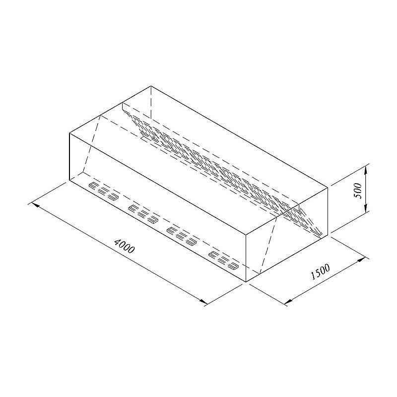 Öztiryakiler Kutu Tip Filtreli Çift Cidar Davlumbaz, 400x150 cm, Endüstriyel - Öztiryakiler