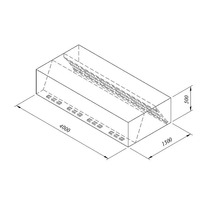 Öztiryakiler Kutu Tip Filtreli Çift Cidar Davlumbaz, 400x150 cm, Endüstriyel - 1