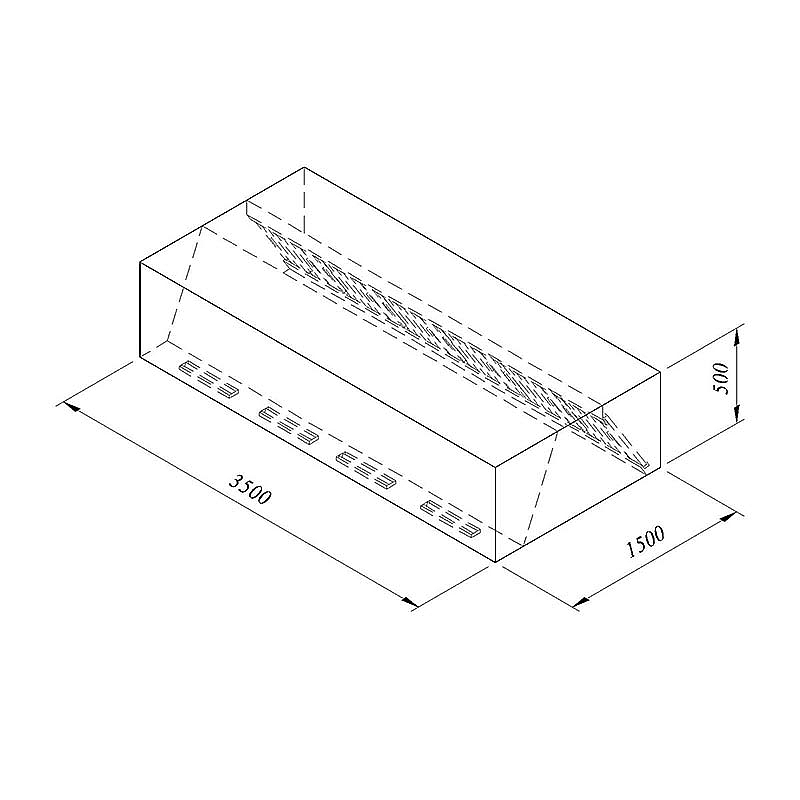 Öztiryakiler Kutu Tip Filtreli Çift Cidarlı Davlumbaz, 350x150 cm, 185 Kg. - 1