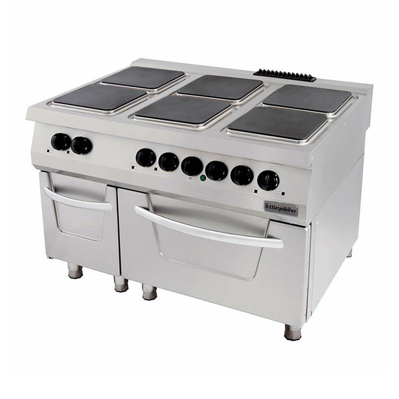 Öztiryakiler Kuzine, Fırınlı, Elektrikli, 6 Açık Ateş, Kare Plate, 90x120x85 cm - 1