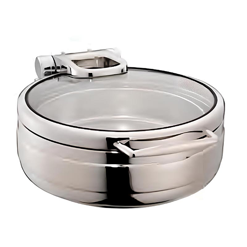 Öztiryakiler Lux Hidrolik Cam Kapaklı Yuvarlak Chafing Dish, GN 1-2, 4 Lt, İç Çap 35 cm. - Öztiryakiler