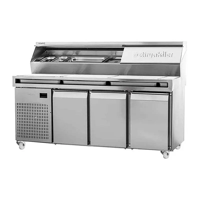 Öztiryakiler Make Up Özel Pizza Önü Telli Pizza Hazırlık Dolabı, 188x80 cm, Paslanmaz Çelik - 1