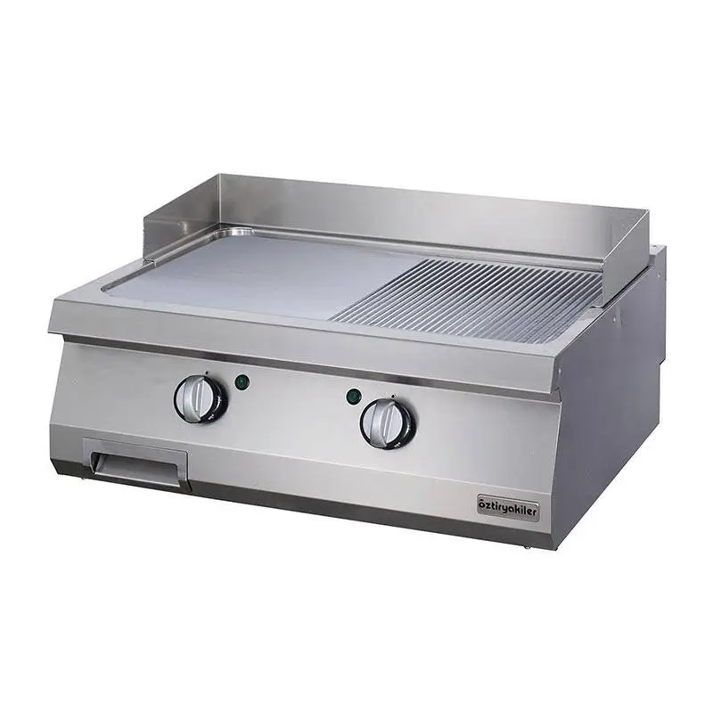 Öztiryakiler OGE 8070 1/2 N Yarı Oluklu Grill Pleyt Izgara, Paslanmaz Çelik, 80x70 cm, Elektrikli - 1