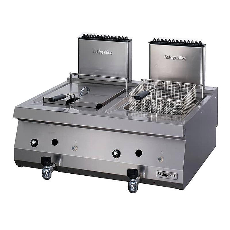 Öztiryakiler Optimum 700 Seri OFG 8070 E Set Üstü İkili Fritöz, 80x70x28 cm, 12+12 Lt, Gazlı, 20 kW. - Öztiryakiler