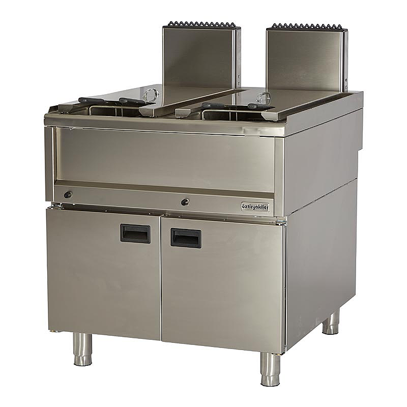 Öztiryakiler Optimum 900 Seri OFG 8090 E Set Üstü Dolaplı Fritöz, 80x90x85 cm, 22+22 Lt, Gazlı, Paslanmaz Çelik - 1