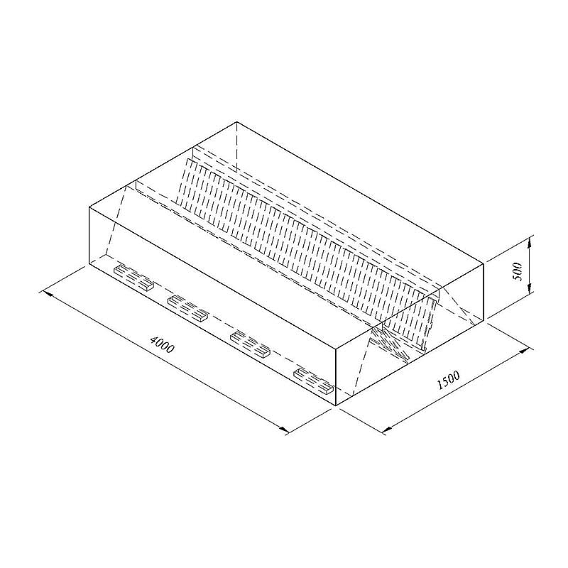 Öztiryakiler Orta Tip Filtreli Çift Cidar Davlumbaz, 400x150 cm, Endüstriyel - Öztiryakiler