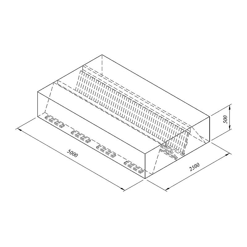 Öztiryakiler Orta Tip Filtreli Çift Cidar Davlumbaz, 500x250 cm, Endüstriyel - Öztiryakiler