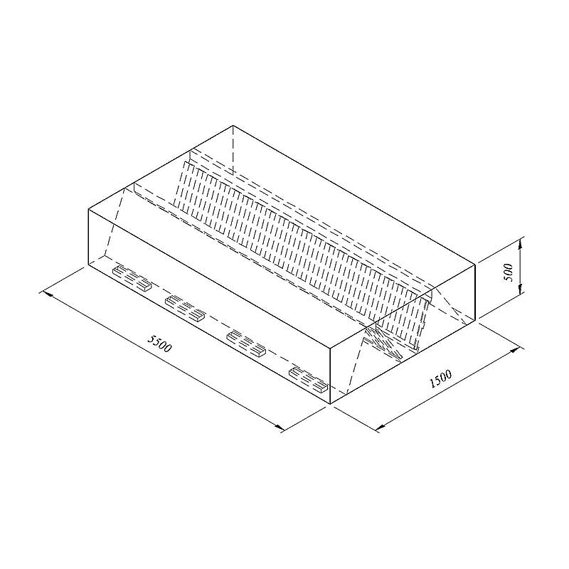 Öztiryakiler Orta Tip Filtreli Çift Cidar Davlumbaz, 550x150 cm, Endüstriyel - Öztiryakiler