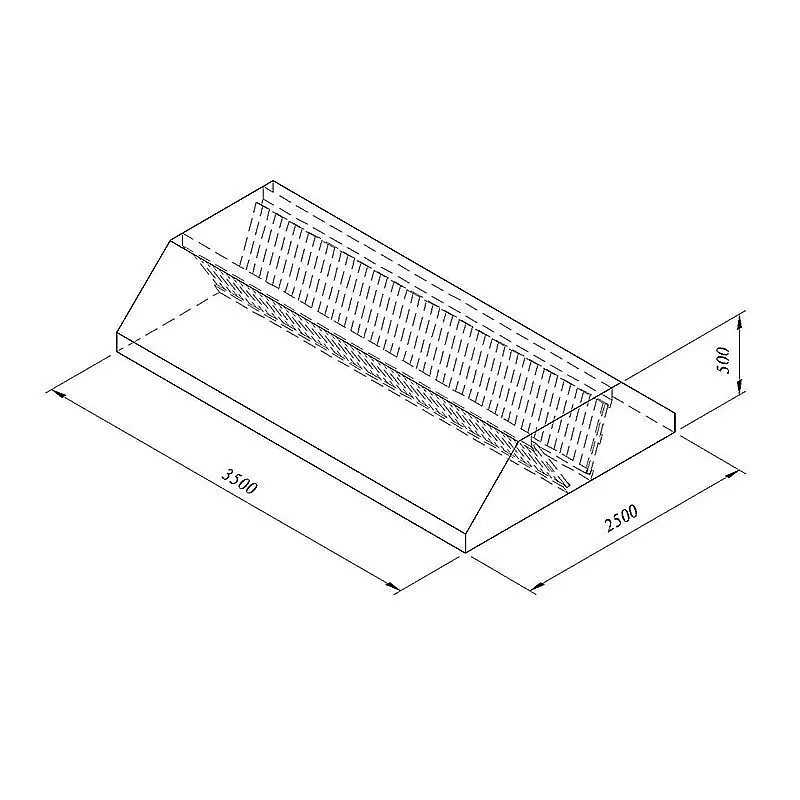 Öztiryakiler Orta Tip Filtreli Davlumbaz, 350x250 cm, Paslanmaz Çelik - 1