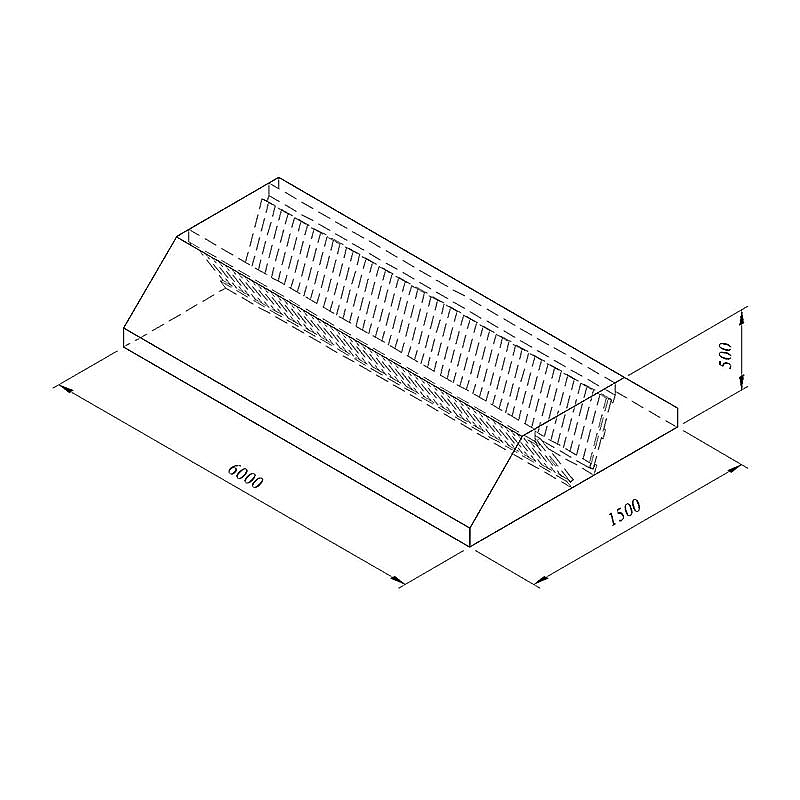 Öztiryakiler Orta Tip Filtreli Davlumbaz, 600x150 cm, Endüstriyel - Öztiryakiler