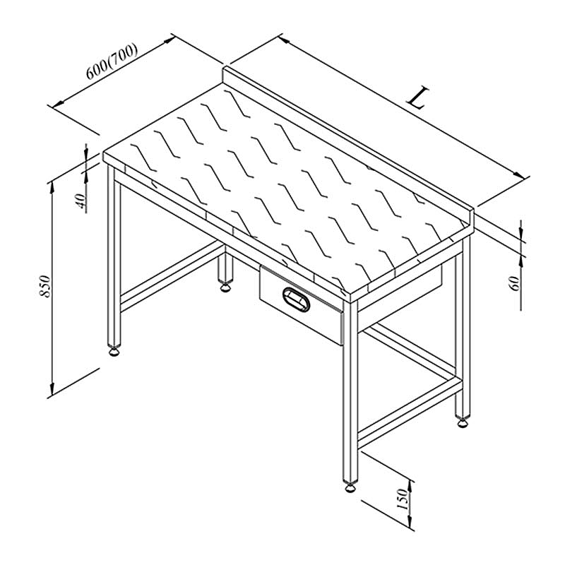 Öztiryakiler Polietilen Tabla Tek Çekmece Çalışma Tezgahı, 160x70 cm, Paslanmaz Çelik - 1