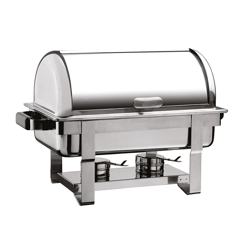 Öztiryakiler Rolltop Kapaklı Chafing Dish, İçiçe Geçen Ayak, GN 1/1, Jel Yakıtlı - Öztiryakiler