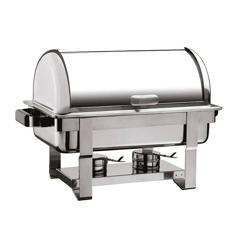 Öztiryakiler Rolltop Kapaklı Chafing Dish, İçiçe Geçen Ayak, GN 1/1, Jel Yakıtlı - 1