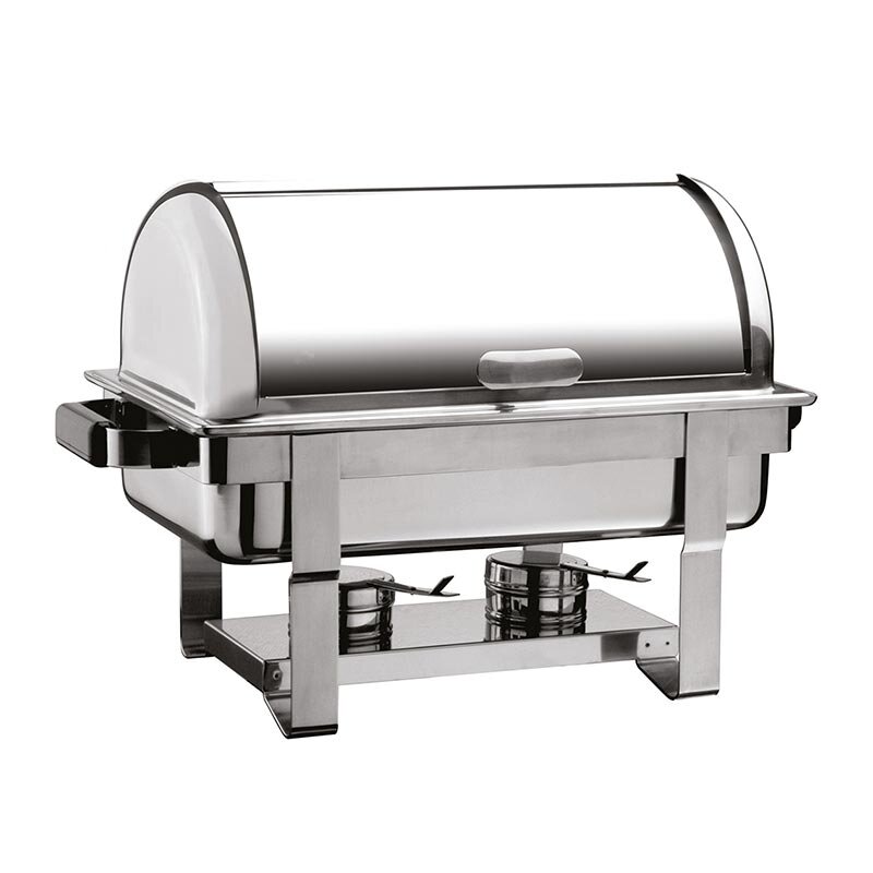 Öztiryakiler Rolltop Kapaklı Chafing Dish, Was Ayaklı, Paslanmaz Çelik, GN 1/1, Jel Yakıtlı - Öztiryakiler