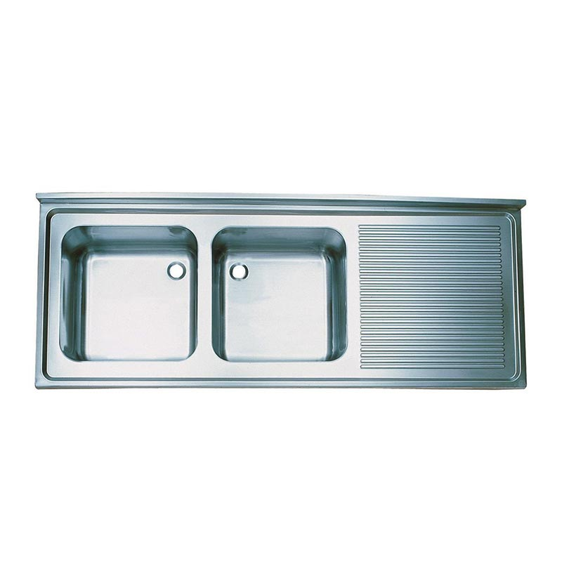 Öztiryakiler Sağ Damlalıklı Çift Gözlü Tablalı Evye, 210x70 cm, 60x50x30 cm, Paslanmaz Çelik - Öztiryakiler