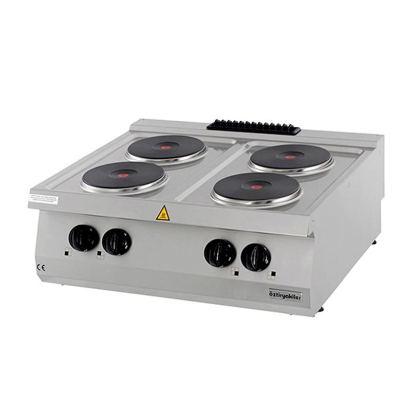 Öztiryakiler Set Üstü Dörtlü Ocak, 80x70x30 cm, Elektrikli, Paslanmaz Çelik - Öztiryakiler