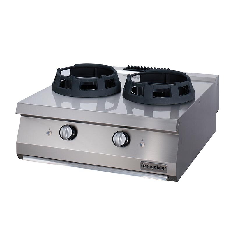 Öztiryakiler Set Üstü İkili Wok Ocak, Kırıntı Tepsili, 80x70x30 cm, Gazlı - Öztiryakiler
